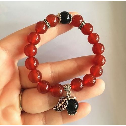 Bracelet En Agate Jade Naturel Enveloppé Pour Hommes Et Femmes, Calcédoine Rouge, Perles Chapelet, Bracelet En Argent 925
