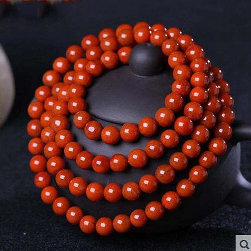 Bracelet En Jade Naturel 100% Véritable Pour Hommes Et Femmes, 108 Perles Faites À La Main, Fleur Rouge, Agate, Cadeau De Noël