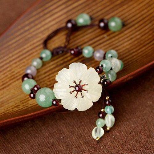 Bracelet De Noël En Perles Naturelles Pour Femmes, Livraison Gratuite, Fait À La Main, Fleur, Jade 7a, Grenat, Améthyste, 2019