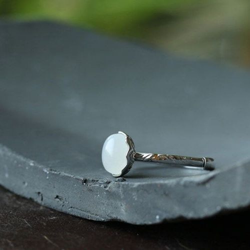 Bague Ajustable En Argent Incrusté De Calcédoine Naturelle, Style Chinois Rétro Palace, Petite Breloque Artisanale Pour Femme, Nouvelle Collection