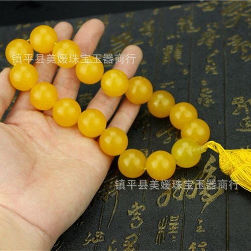 Bracelets En Agate Jaune Véritable 18mm Pour Femmes Et Hommes, Avec Pompon, Chapelet De Prière, Bracelet En Jade, Pierres Précieuses, 100%