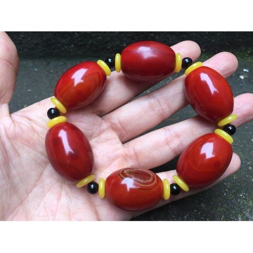Bracelet En Agate Rouge Pour Hommes, Texture Naturelle, Bracelets En Jade, Pierre Naturelle, Perles De Jade