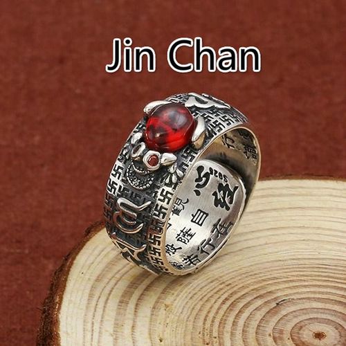 Bague Ouverte En Argent Thaïlandais Pour Hommes Et Femmes, Bijou Avec Motif De Cigale Dorée, Grenouille Courageuse, Rubis, Breloque Dominatrice, Nouveau Design Original