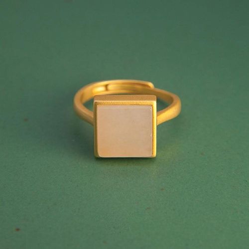Bague Ajustable En Argent Incrusté De Blanc Naturel Wada, Calcédoine Carrée, Haute Sensation De Niche Raffinée, Design Rétro, Breloque D'ouverture