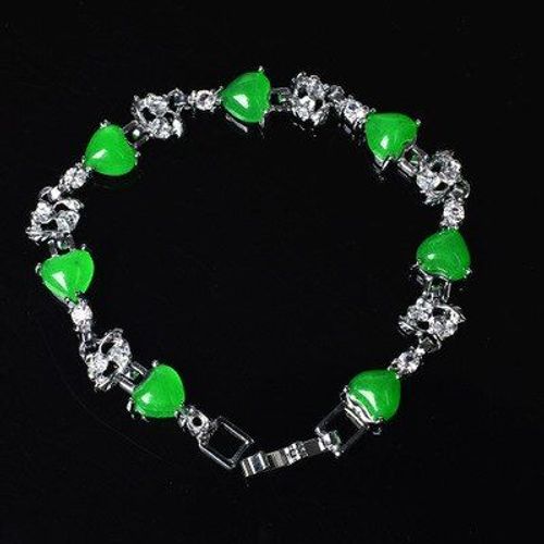 Bracelets En Jade Vert Naturel Pour Femmes, Bijoux En Argent Sterling 925 En Forme De C¿Ur