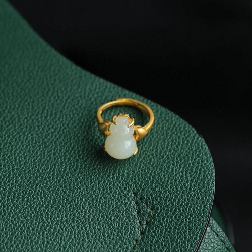 Bague De Styliste En Jade Hetian Naturel, Gourde En Argent, Ajustable, À La Mode, Personnalité, Tendance, Nouvelle Collection