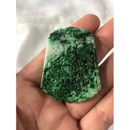Pendentif En Jade Vert Naturel Pour Femmes, Bijou En Jade Sculpté À La Main Sur Les Deux Côtés