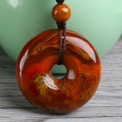 Pendentif Naturel En Agate Rouge De Jade, 30mm, Collier Porte-Bonheur Sculpté À La Main, Meilleur Cadeau