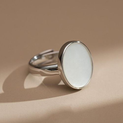 Nouvelle Bague Ovale En Argent, Bijou Original Coréen À La Mode, Blanc, Nacre, Givré, Artisanat Élégant, Breloque Noble, Ouverture Réglable