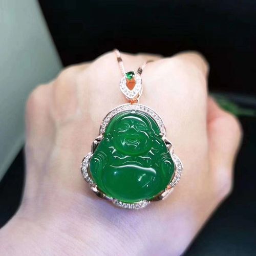 Pendentif Bouddha Naturel En Agate De Jade Vert, Avec Argent Sterling 925, Or Rose, Chaîne, Bijoux En Jade