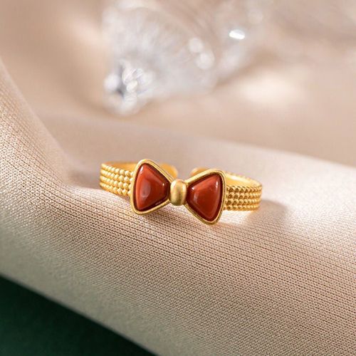 Bague En Argent Incrusté Émail Porcelaine Agate Géométrique Rétro Frais Joli N¿Ud De Romance, Niche Artisanat Avancé Femmes Charme