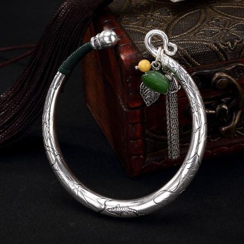 Bracelet De Luxe En Argent Pour Femmes, Bijou De Marque, En Jaspe, Carpe, Lotus, Hetian, Design Original, Rétro, Léger, Chinois