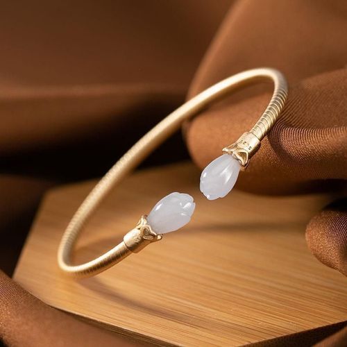 Bracelet De Styliste En Jade Naturel Hetian Pour Femmes, Bijoux En Argent, Simple, Tempérament Antique, Magnolia, À La Mode