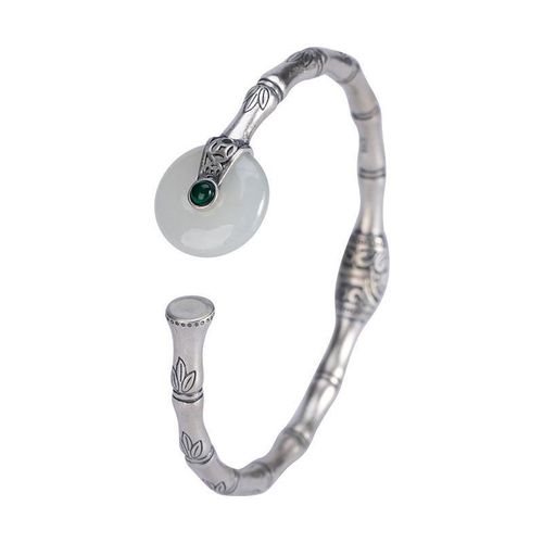 Bracelet En Calcédoine Blanche Naturelle Pour Femmes, Boucle De Sécurité En Bambou, Style Chinois Rétro, Breloque Légère, Bijoux De Luxe Pour Femmes