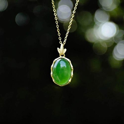Collier En Jaspe Hetian Naturel Pour Femmes, Pendentif En Argent, Artisanat Vintage, Bord En Bambou Doré, Léger, De Luxe, De Haute Qualité, Nouvelle Collection