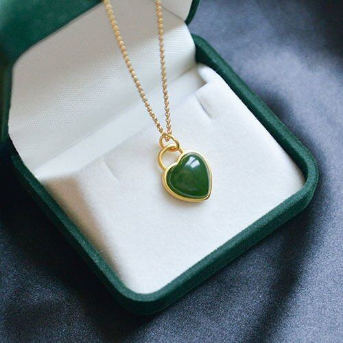 Collier En Argent Incrusté De Jaspe Hetian Naturel, Pendentif Coeur D'amour, Breloque Romantique, Niche Design, Artisanat De Marque, Bijoux Pour Femmes