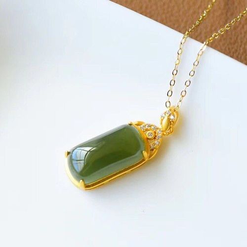 Collier En Argent Naturel Hetian Jaspe Pour Femmes, Pendentif De Style Chinois, Or Rétro, Dorure Artisanale, Charme Design De Marque, Bijoux Pour Femmes