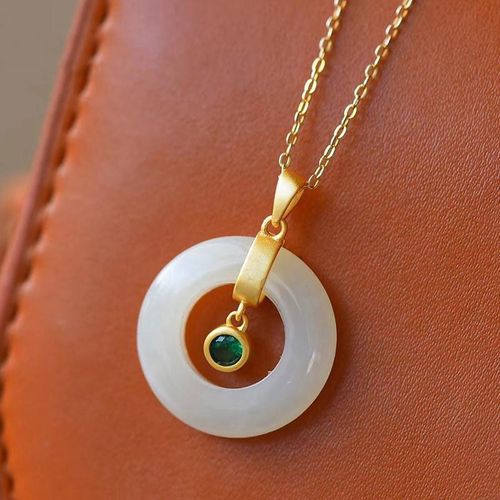 Collier En Argent Incrusté De Calcédoine Naturelle, Pendentif De Style Chinois Rétro Diamant Doré, Breloque Ronde De Marque, Bijoux Pour Femmes