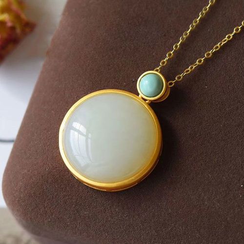 Collier Pendentif En Argent Incrusté De Jade Naturel Hetian Turquoise, Marque Légère De Luxe Vent Froid, Bijoux Pour Femmes