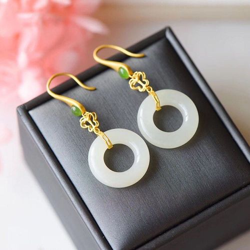 Boucles D'oreilles Hetian En Jade Naturel Pour Femmes, Bijoux En Argent, Creux, Style Chinois, Breloque Bohème Rétro, Original