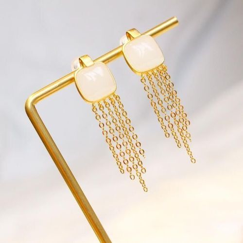 Boucles D'oreilles En Argent Incrusté, En Jade Blanc Naturel Hotan, Style Chinois Rétro, Unique, Antique, Artisanat, Charme, Bijoux Pour Femmes
