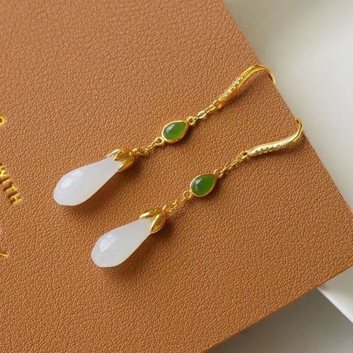 Boucles D'oreilles Magnolia En Argent Naturel Hotan Blanc, Boucles D'oreilles Rétro Chinois Style Court, Charme Élégant, Cadeau De Noël Halloween Pour Femmes
