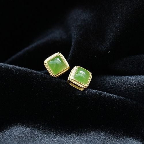 Boucles D'oreilles Géométriques En Jaspe Hetian Naturel Pour Femmes, Breloque Bohème, Rétro Chinois, Élégant, Cadeau De Noël Et D'halloween