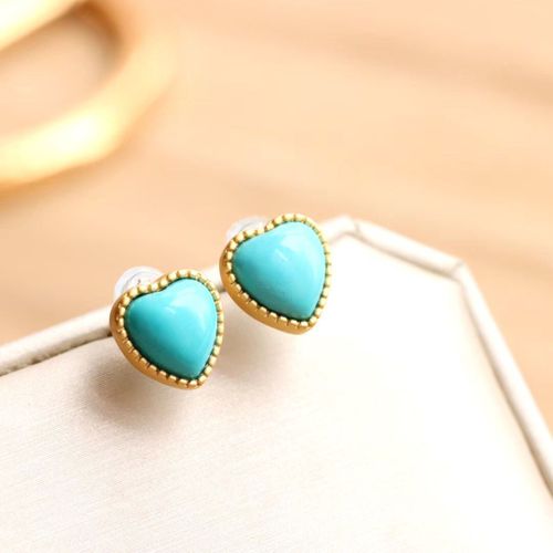 Boucles D'oreilles De Styliste En Forme De C¿Ur Bleu Turquoise, Bijoux Originaux, Beaux, Délicats Et Élégants En Argent Pour Filles, Nouvelle Collection