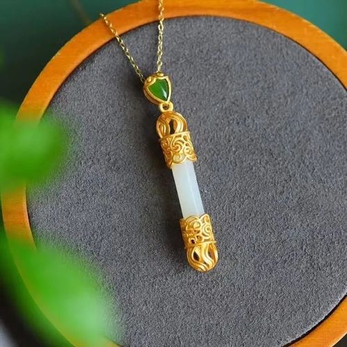 Collier En Jade Naturel Hetian, Nouveau, Original, Doré, Pendentif, Petit, Exquis, Simple, Pour Dames, Bijoux En Argent