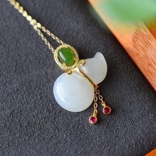 Collier En Zircon Naturel Hetian Jade Gourde, Pendentif Ovale Doré, Design Indépendant, Bijoux De Luxe En Argent Exquis Et Léger