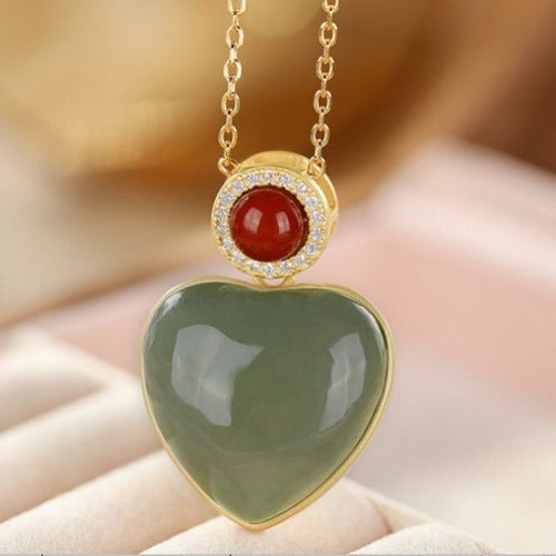 Collier Avec Pendentif En Calcédoine Verte Hétian Naturelle Pour Femmes, Style Chinois Rétro, Design De Marque, Breloque