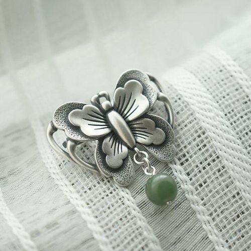 Petit Pendentif En Jaspe Et Papillon, Bijou Original De Styliste, Petite Broche De Style Chinois, Mode Pour Hommes Et Femmes, En Argent