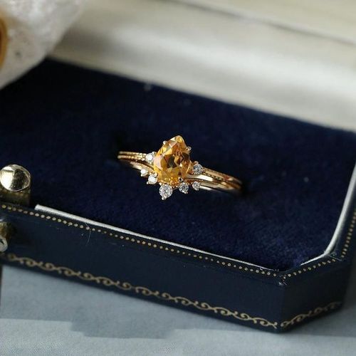 Bague En Citrine Naturelle Pour Femme, Design Original, Diamant, Ajustable, Rétro, Léger, Élégant, Luxe, Breloque