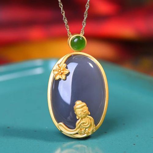 Collier Avec Pendentif En Calcédoine Pour Femme, Couleur Jaune, Fumée Naturelle, Ovale, Visage D'¿Uf, Rétro, Unique, Or Antique, Breloque Artisanale, Bijoux En Argent