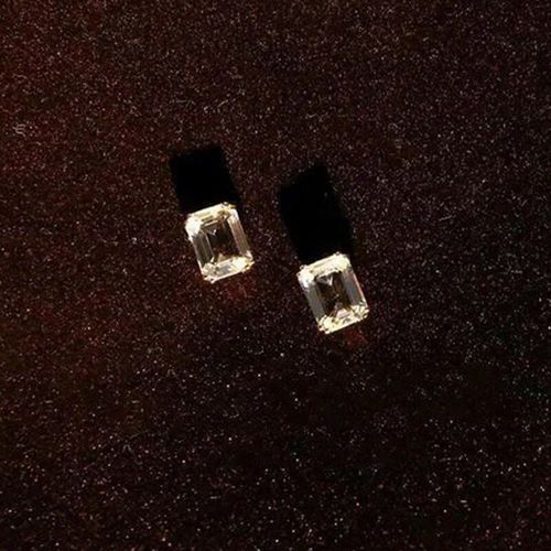 Boucles D'oreilles Rectangulaires En Cristal Blanc Incrusté, Série De Glaçons En Argent Sterling, Simple, Brillant Et Frais, Mini Bracelets Pour Femmes