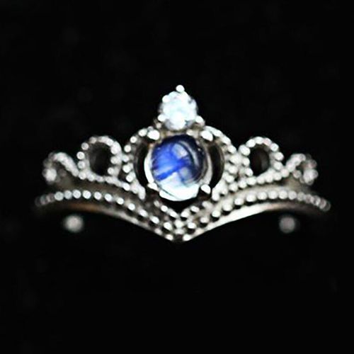 Bague Ajustable En Pierre De Lune, Design Original, Anneau D'ouverture De Couleur Bleue, Lumière Rétro, Luxe, Noble, Charme, Bijoux En Argent Pour Femmes