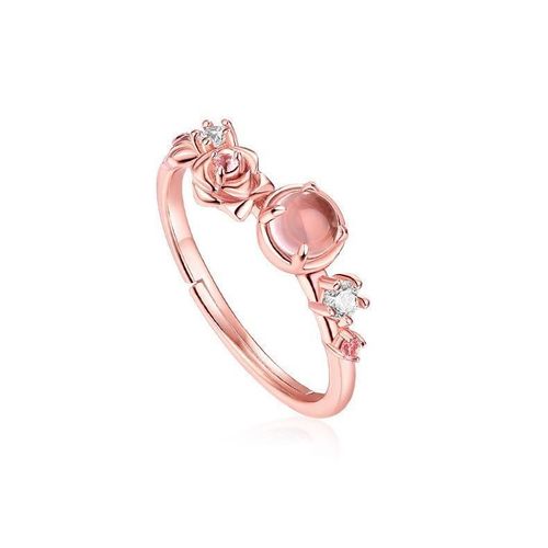 Bague Ajustable En Cristal Rose Naturel, Nouveau, Original, Ouverture, Élégant Et Beau, Bijoux Mignons Pour Dames