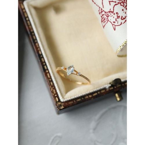 Bague En Topaze À Facettes En Forme De Diamant Pour Femmes, Design Original, Bleu Glacé, Bague Géométrique Ajustable, Scintillante, Petit Charme, Bijoux En Argent