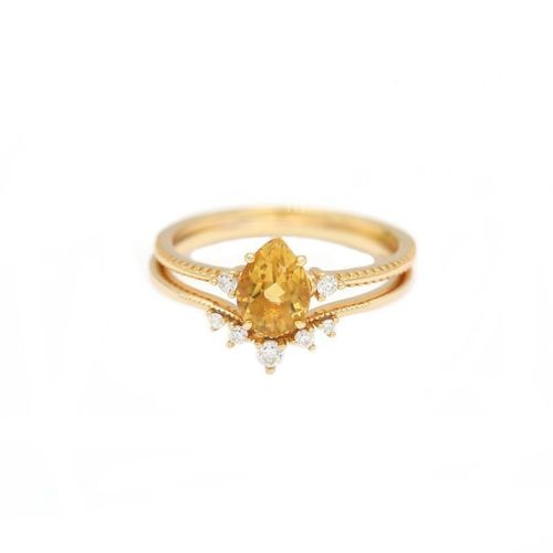 Bague En Citrine Naturelle Pour Femme, Design Original, Diamant, Ajustable, Rétro, Léger, Élégant, Luxe, Breloque