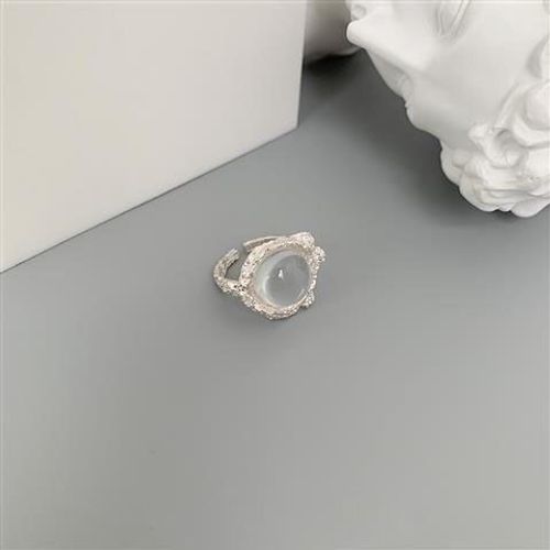 Bague Ajustable En Cristal Blanc, Design Original, Diamant Argenté, Texture Française, Cristal Blanc, Élégant, Noble, Bijoux Pour Dames