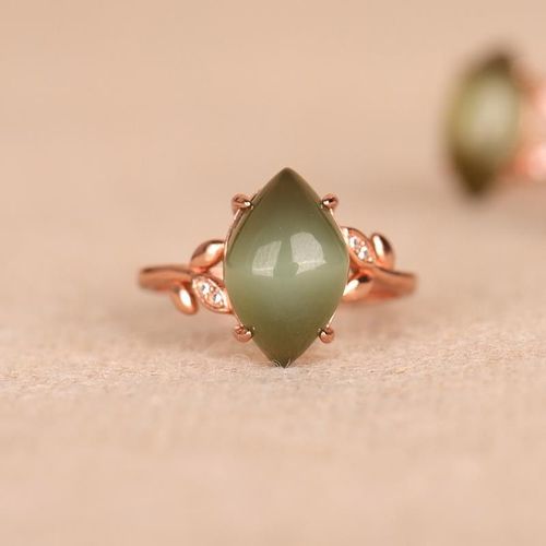 Bague Ajustable En Forme D'oeil De Cheval Pour Femme, Jaspe Hetian Naturel, Breloque Chinoise Rétro De Marque, Bijoux En Argent