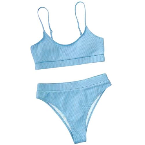 Maillot De Bain Sexy Pour Femmes, Taille Haute, Soutien-Gorge Push Up, Bretelles Côtelées, Bikini Brésilien, Vêtements De Plage, Nouvelle Collection, 2021