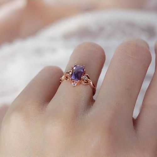 Bague Ajustable En Améthyste Pour Femme, Anneau De Créateur, Ouvert En Diamant Naturel, Original, Élégant, Breloque, Créatif, Rétro, Bijoux En Argent