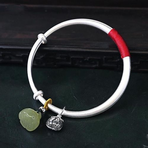 Bracelet Porte-Bonheur En Trois Dimensions Pour Femmes, Sac Porte-Bonheur, Calcédoine, Lotus, Tente, Style Chinois, Rétro, Ethnique, Charme Élégant, Marque De Bijoux