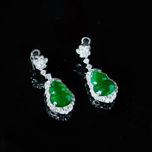 Boucles D'oreilles En Verre Transparent Pour Femme, Nouveau, Original, Haute Glace Naturelle, Verte Impériale, Gourde Élégante, Breloque Créative Rétro, Bijoux En Argent