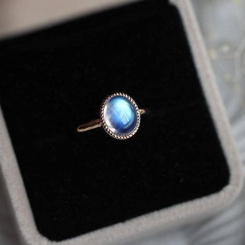 Bague En Pierre De Lune Ovale Pour Femmes, Artisanat Original, Ouverture Ajustable, Breloque Bohème, Marque De Bijoux En Argent