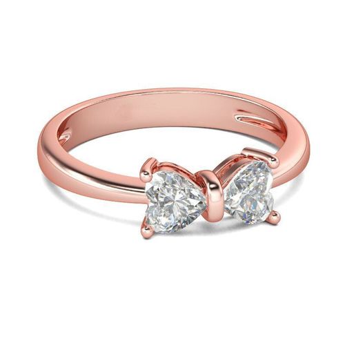 Bague De Mariage En Or Rose 18k Pour Femmes, Jolie Bijou À La Mode, Avec N¿Ud Papillon, En Cristal Zircon Cubique, De Fiançailles