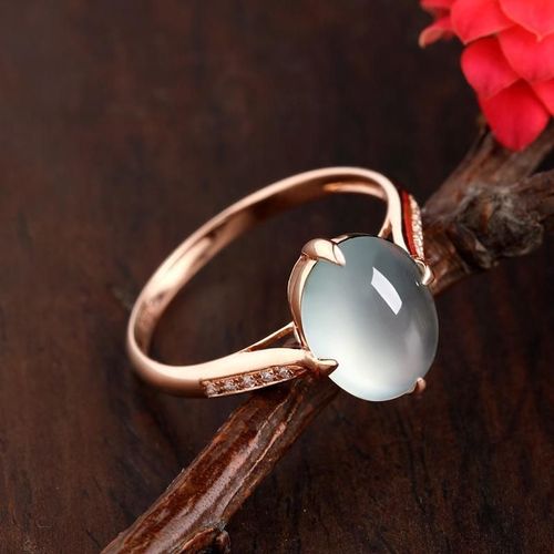 Bague Ouverte Ajustable En Or Rose Et Calcédoine Naturelle, Breloque De Luxe, Rétro, Léger, Aristocratique, Bijoux En Argent Pour Femmes