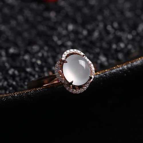 Bague Ajustable En Forme De Calcédoine, Graine De Glace Naturelle, Petit ¿Uf, Diamant Féminin, Or Rose, Breloque Élégante, Ouverture Féminine