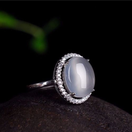 Bague En Forme D'¿Uf De Calcédoine Naturelle, Anneau Réglable, Ouverture Ovale, Breloque Rétro Chinoise, Bijoux En Argent De Marque Pour Femmes